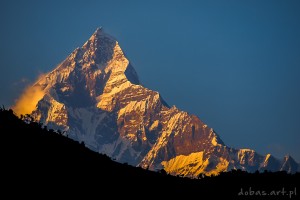 Mt. Machapuchare, view from Phewa Lake, Pokhara, Nepal