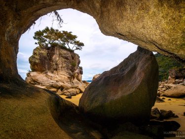 Rock shore in Abel Tasman national park, South island, New Zealand